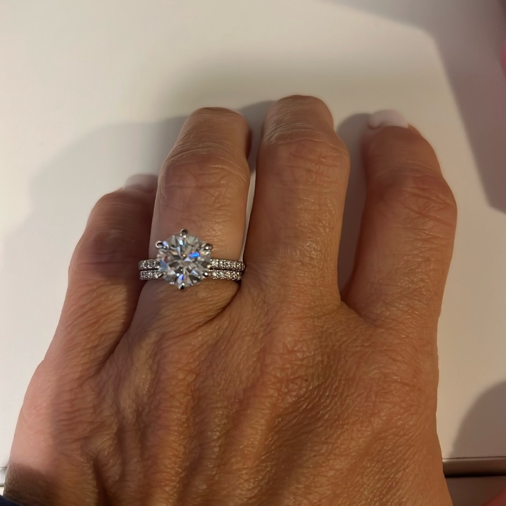 Moissanite 3.0Ct Round Cut White Gold Wedding Ring Set